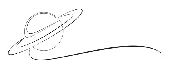 Saturn planet line art style vector.eps © Is