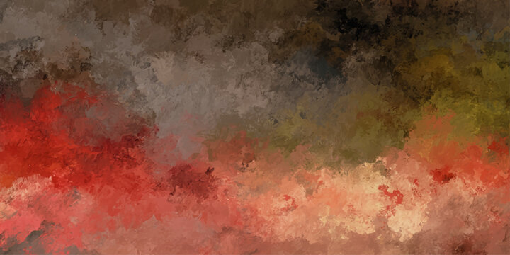 Old red grunge paint texture background with vintage orange flame design and dark aged paper art pattern on a textured wall backdrop