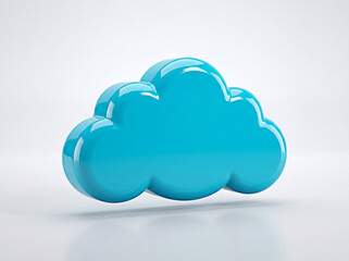 Fototapeta premium Glossy blue 3d cloud icon representing digital storage and modern internet technology for business services