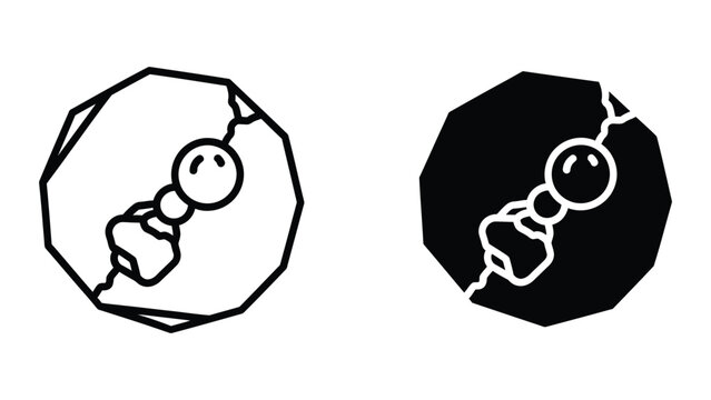 Minimalist yin yang symbol with interconnected circles in geometric shape