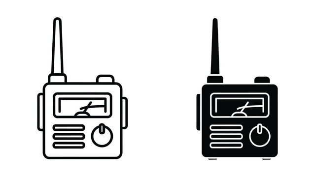 Two walkie-talkie radios with antenna icons