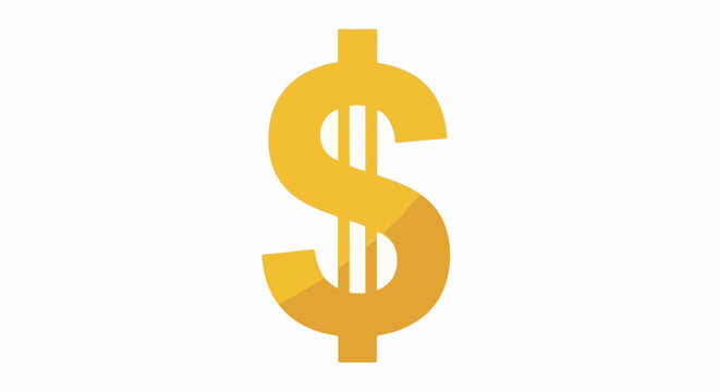 Golden dollar sign symbol against a white background, conveying wealth and finance