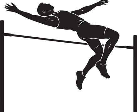 High Jump Athlete Silhouette Clearing Crossbar in Track and Field Competition