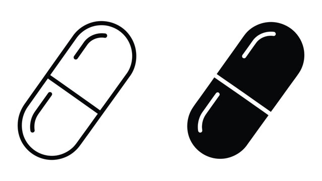 Simple black and white capsule pill icon pair