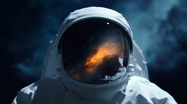 Astronaut helmet reflecting black hole in deep space, futuristic space exploration and cosmic phenomenon concept astronaut, space helmet, black hole, deep space, space exploration,