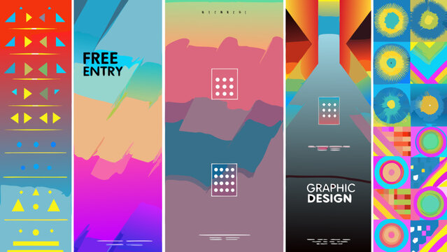 abstract gradient poster templates with geometric shapes and vibrant color blocks high quality professional detailed modern elegant stylish