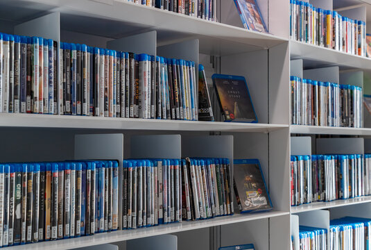 Helsinki, Finland - August 20, 2025: A picture of a collection of blu-rays.