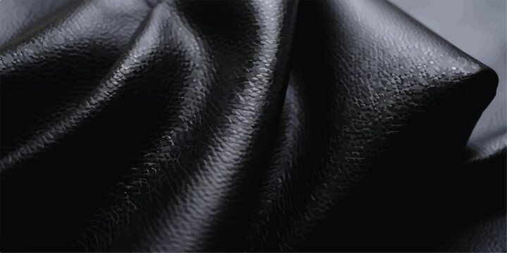 Close up of black leather fabric with folds primer plano patr n mati