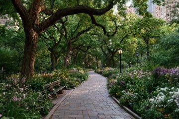 Fototapeta premium Tagged Urban Green Space Health Benefits Dramatic Park As