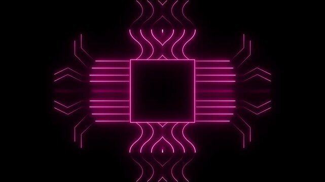 neon rectangle border frame in the shape rectangle. Rectangular frame with moving line 4k animation video