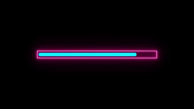 abstract glowing neon loading bar animation on black screen 4k animation video