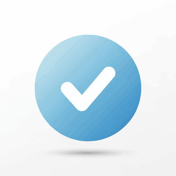 A set of glossy blue tick icons and green check mark buttons featuring round circle shapes and web vector illustrations for internet sign design and voting accept symbols