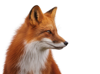 Isolated red fox close-up looking away, side profile portrait of a beautiful wild animal © Oisin