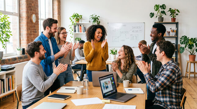 Creative Team Celebrating Office Success