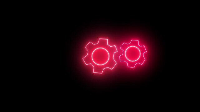 Devops development projects and agil programing technology concept. new red color glow next year 4 k video. digital cogwheel teamwork idea vector. effect text light driving icon neon black backgroun. 