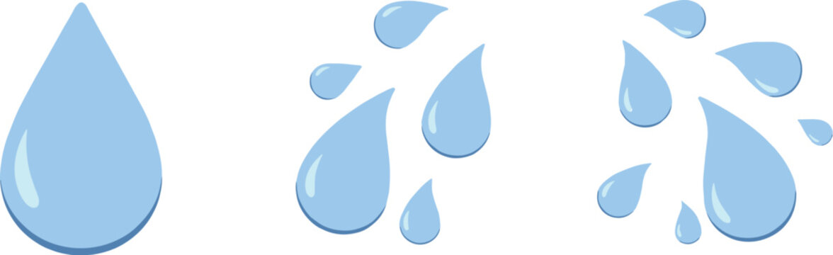 Blue water droplets falling illustration