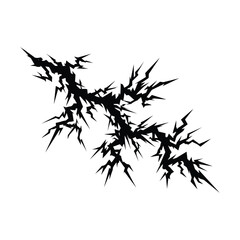 Obraz premium Black Jagged Crack Silhouette Representing a Fracture or Lightning Strike on White Background