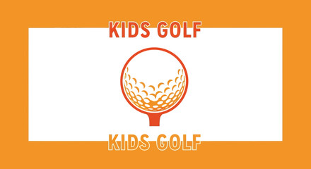 Fototapeta premium Kids Golfing Logo: Bright Orange Design With Simple Typography And Golf Ball Icon