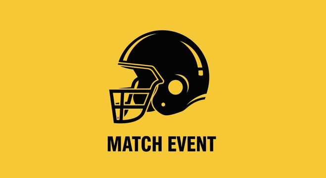Match Event Branding Design Featuring Football Helmet on Yellow Background, Modern Graphic