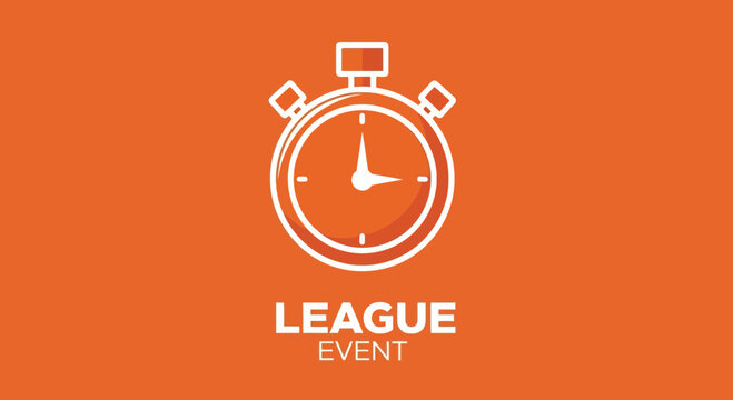 League Event Timer Featuring A Stopwatch Logo On A Bold Orange Background