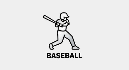 Fototapeta premium Minimalist Baseball Player Silhouette Icon Emblem Suitable For Sport Related Design
