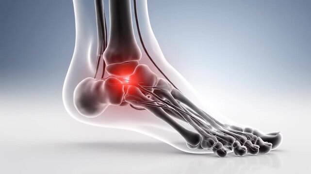 Human ankle joint pain medical 3d animation study