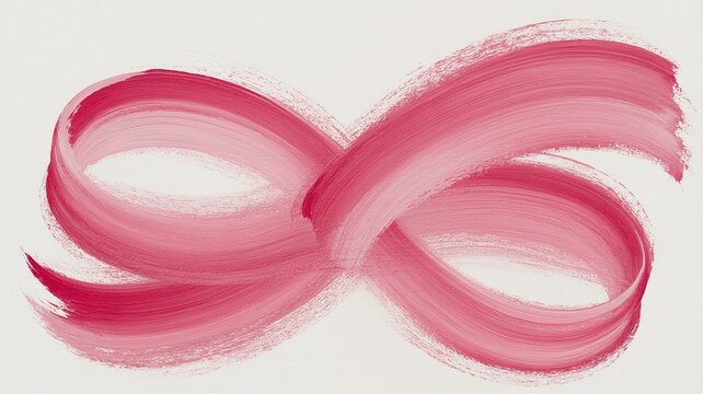 Abstract pink brush stroke in the shape of an infinity symbol isolated on white background.