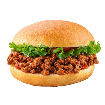 Sloppy joe sandwich with lettuce on bun