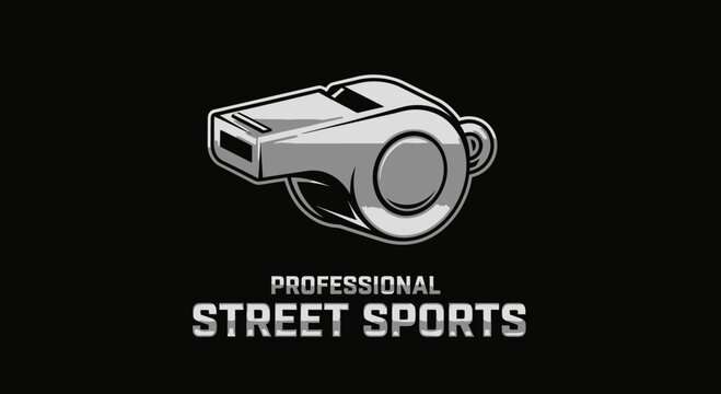 Metallic Whistle Graphic Design Representing Street Sports with a Clean Professionalism