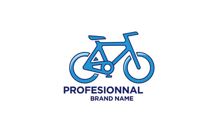 Fototapeta premium Minimalist Bicycle Logo Concept Design in Blue for Professional Brand Identity