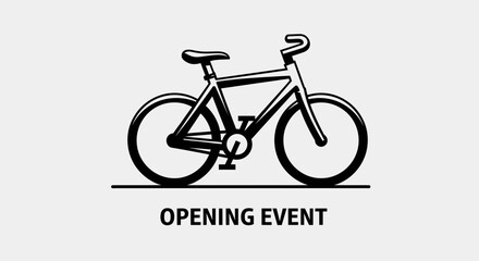 Fototapeta premium Minimalist Bicycle Logo for Events and Opening Announcements, Black and White Design