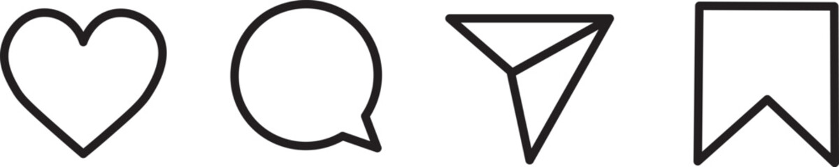 Instagram icons set featuring like, message, search, comment, share, user profile, and reels symbols © MDParveg