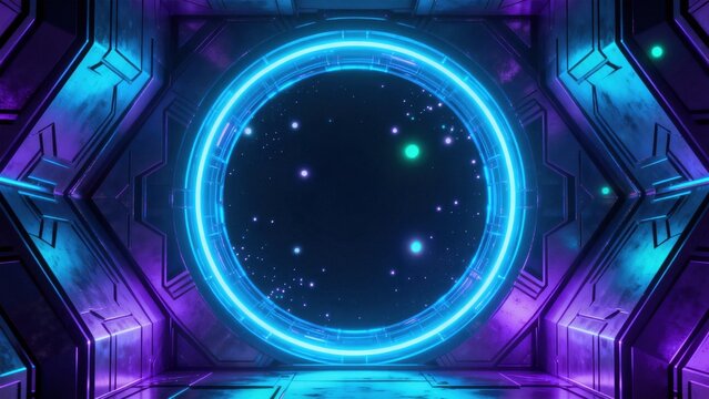 Futuristic scifi portal with glowing ring