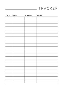 Minimalist Business Goal Tracker Template A4 Table Layout for Professional Task Auditing and Achievement Monitoring