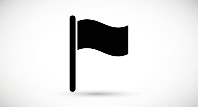 Black flag on a pole waving.