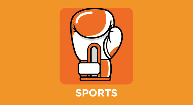 Minimalist Boxing Glove Design on a Vibrant Orange Background for Sports and Fitness