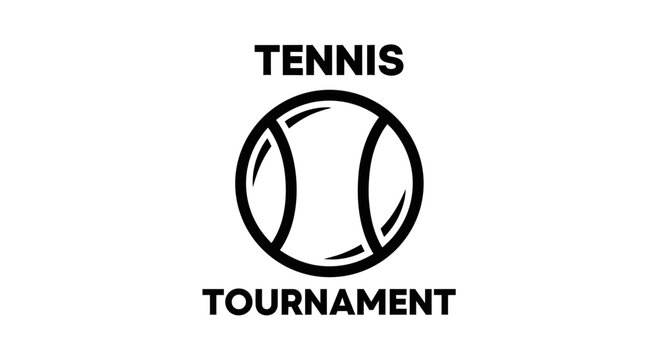Minimalist Design Demonstrating a Tennis Tournament Icon in Flat Black and White Style