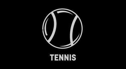 Fototapeta premium Minimalist Design of a Tennis Ball with Text on Black Background for Sports Concepts