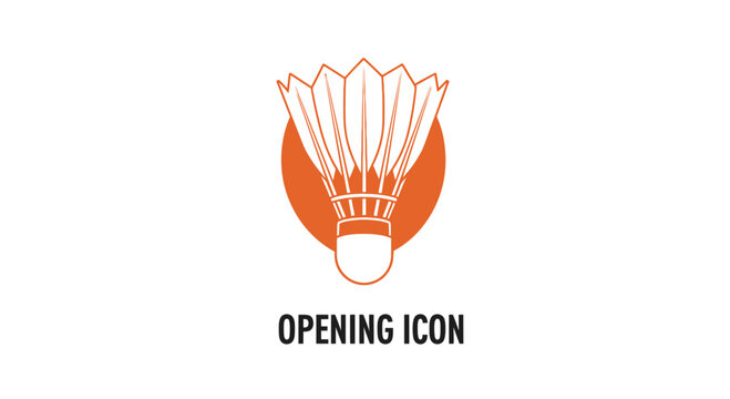 Minimalist Shuttlecock Illustration on Orange Circle Representing Motion and Sports