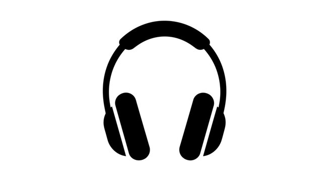 Black Headphones on White Background.