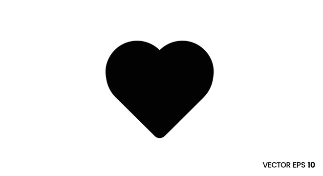 Black Heart Symbol Icon Shape.