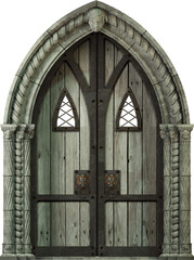 Naklejka premium Set of gothic cathedral window door elements