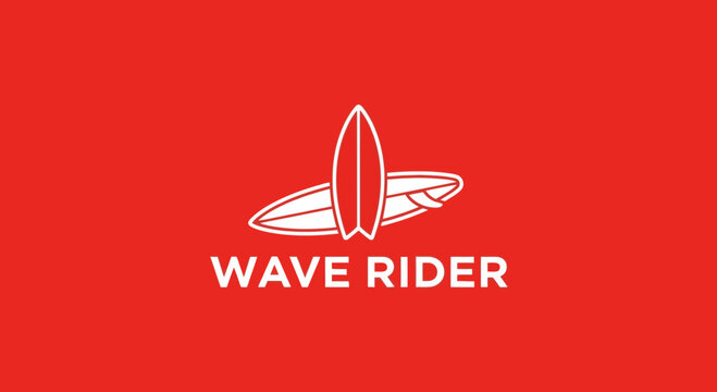 Minimalist Surfing Icon Featuring White Surfboards, Embodiment of Wave Rider Concept