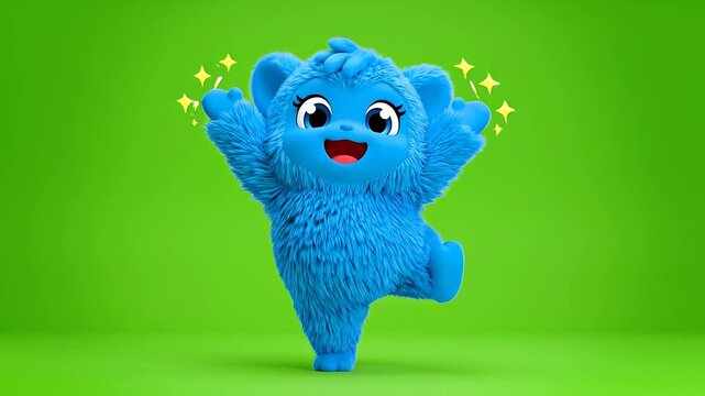 A happy reaction cartoon character with sparkling effects, perfect for a meme cartoon, ready for green screen