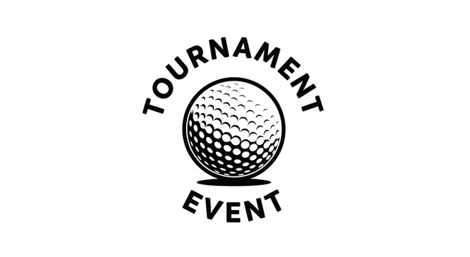 Minimalist Tournament Event Logo With Golf Ball Graphic Isolated On White Background