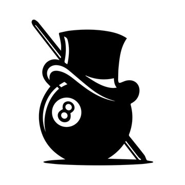 black and white 8 ball pool vector 