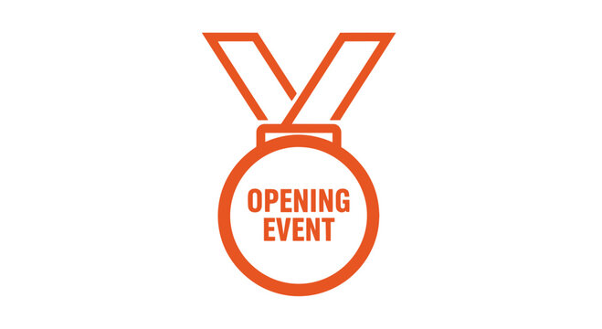 Orange Opening Event Medal Icon Illustration for Special Celebrations, Minimalist Aesthetic Design