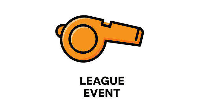 Orange Whistle Depicting League Event Theme Against White Background For Various Uses