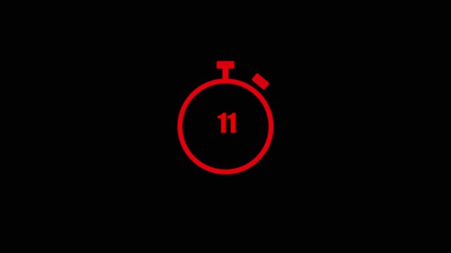 Countdown of exact 35 seconds graphic animation. Alpha channel. Transparent background motion design. 4K resolution