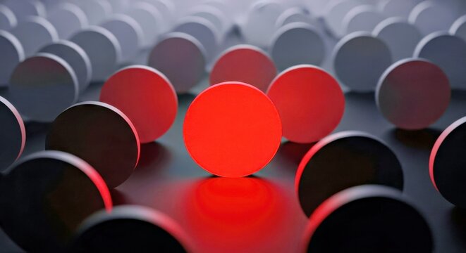 Metallic Spheres Array With Red Highlight Vector Illustration